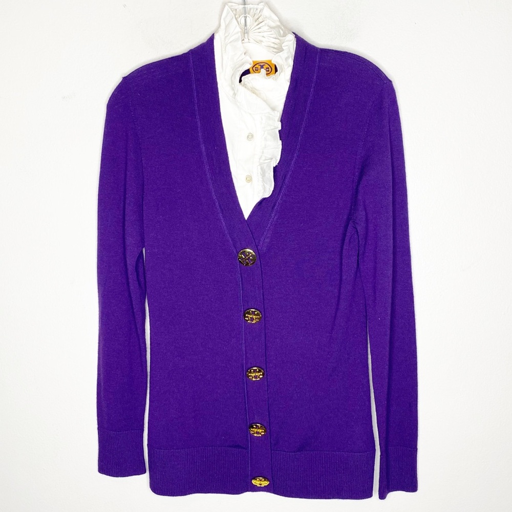 Tory Burch Dickey Button Down Long Sleeve Cardigan